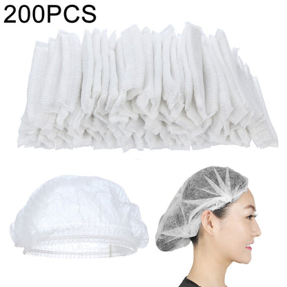 200 PCS Non-woven Disposable Pleated Anti Dust Hat Bath Caps For Spa Hair Salon Beauty, Non-woven (Blue), Non-woven (White)