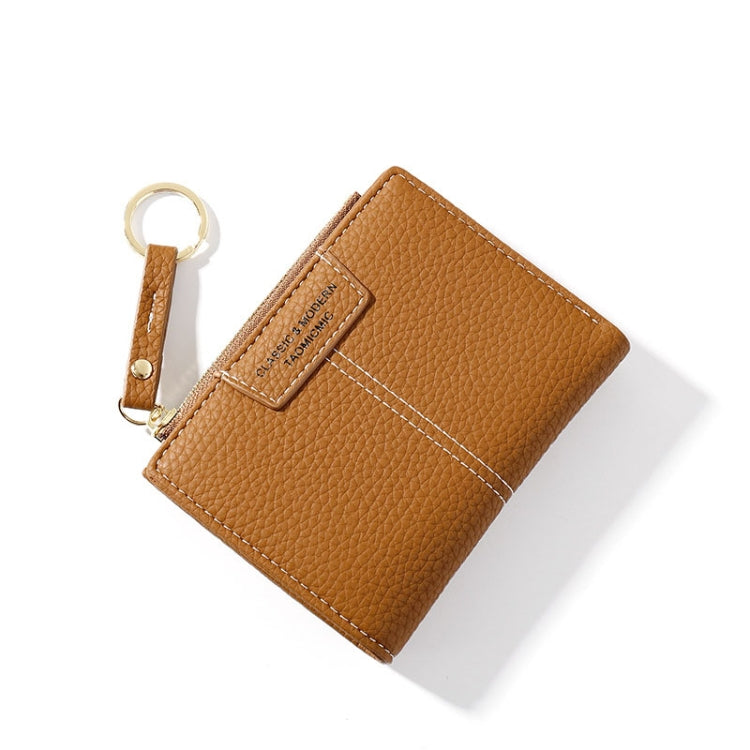 928666 Multi-Card Keychain Coin Purse Short Ladies Wallet, Yellow, Red, Blue, Brown, Black