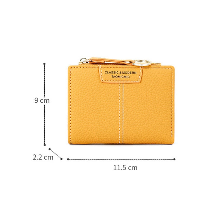 928666 Multi-Card Keychain Coin Purse Short Ladies Wallet, Yellow, Red, Blue, Brown, Black