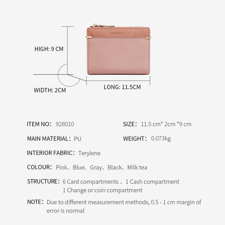 928010 Frosted All-Match Coin Purse Multi-Card Buckle Short Zipper Women Wallet