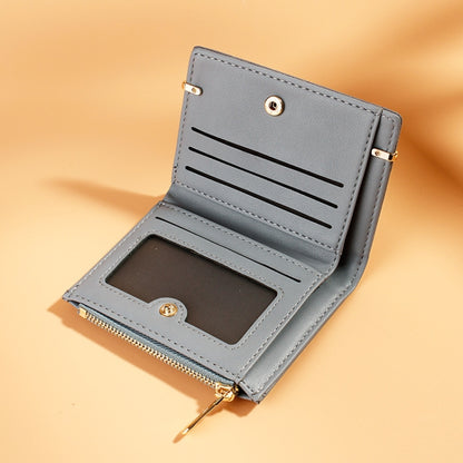 928010 Frosted All-Match Coin Purse Multi-Card Buckle Short Zipper Women Wallet