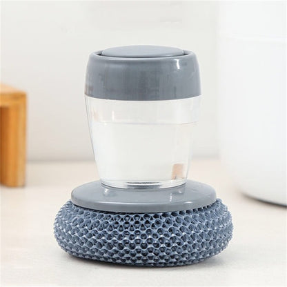 Multifunctional Push-Type Cleaning Brush Kitchen Detergent Automatic Liquid Addition Dishwashing Brush, Steel Ball Pot Brush, PET Pot Brush