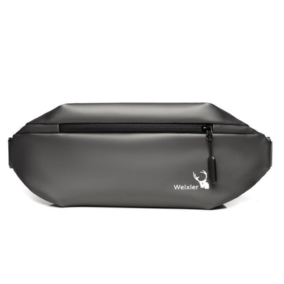 WEIXIER 9563 Men Outdoor Messenger Bag Multifunctional PU Large-Capacity Waist Bag, Black, Gray