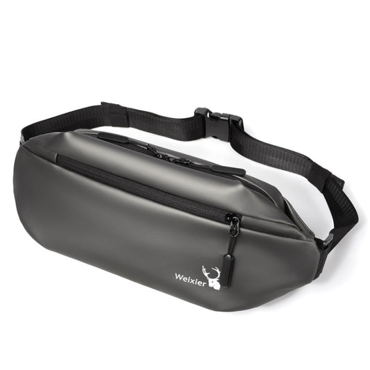 WEIXIER 9563 Men Outdoor Messenger Bag Multifunctional PU Large-Capacity Waist Bag, Black, Gray
