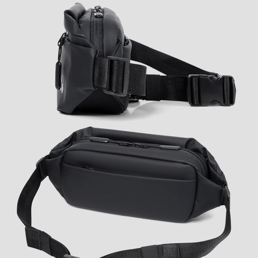 WEIXIER 9563 Men Outdoor Messenger Bag Multifunctional PU Large-Capacity Waist Bag, Black, Gray