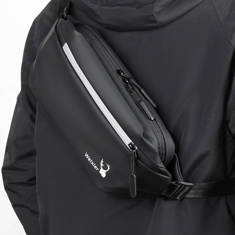 WEIXIER 9563 Men Outdoor Messenger Bag Multifunctional PU Large-Capacity Waist Bag, Black, Gray