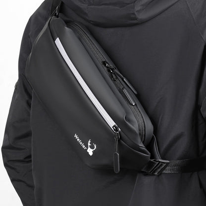 WEIXIER 9563 Men Outdoor Messenger Bag Multifunctional PU Large-Capacity Waist Bag, Black, Gray