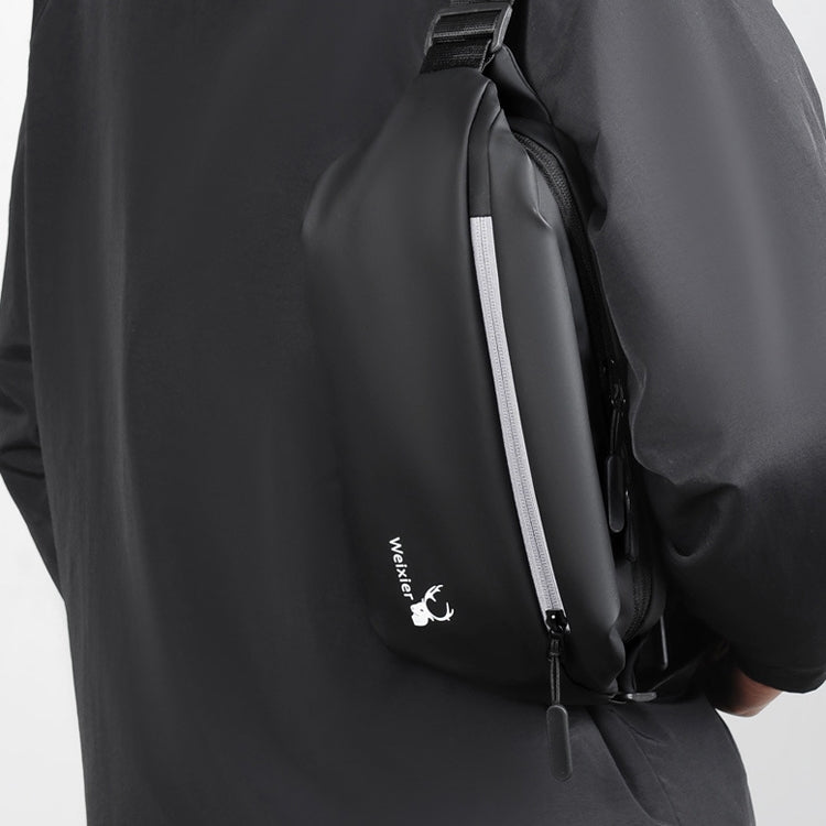 WEIXIER 9563 Men Outdoor Messenger Bag Multifunctional PU Large-Capacity Waist Bag, Black, Gray