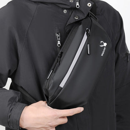 WEIXIER 9563 Men Outdoor Messenger Bag Multifunctional PU Large-Capacity Waist Bag, Black, Gray
