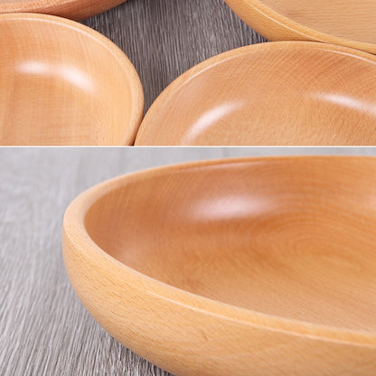Round Fruit Plate Salad Bowl Thick Wood Dried Fruit Plate Fruit Sushi Plate, 15cm, 20cm, 25cm, 30cm