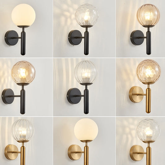 6102 Round Glass LED Wall Light Hotel Bedroom Bedside Living Room