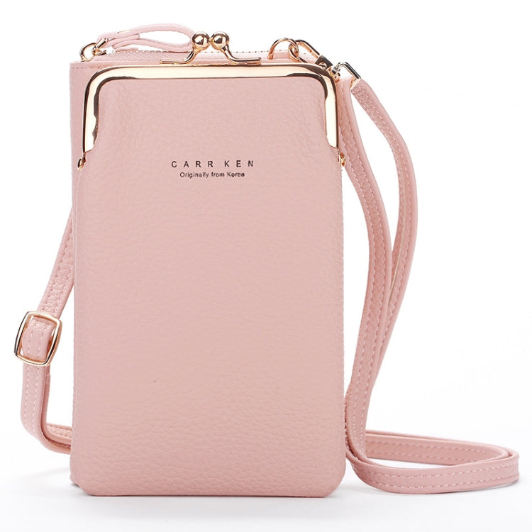 H2107 Ladies Mobile Phone Bag Shoulder Messenger Bag Pebbled Zipper Wallet, Yellow, Red, Green, Black, Pink, Light Blue, Shallow Purple, Gray