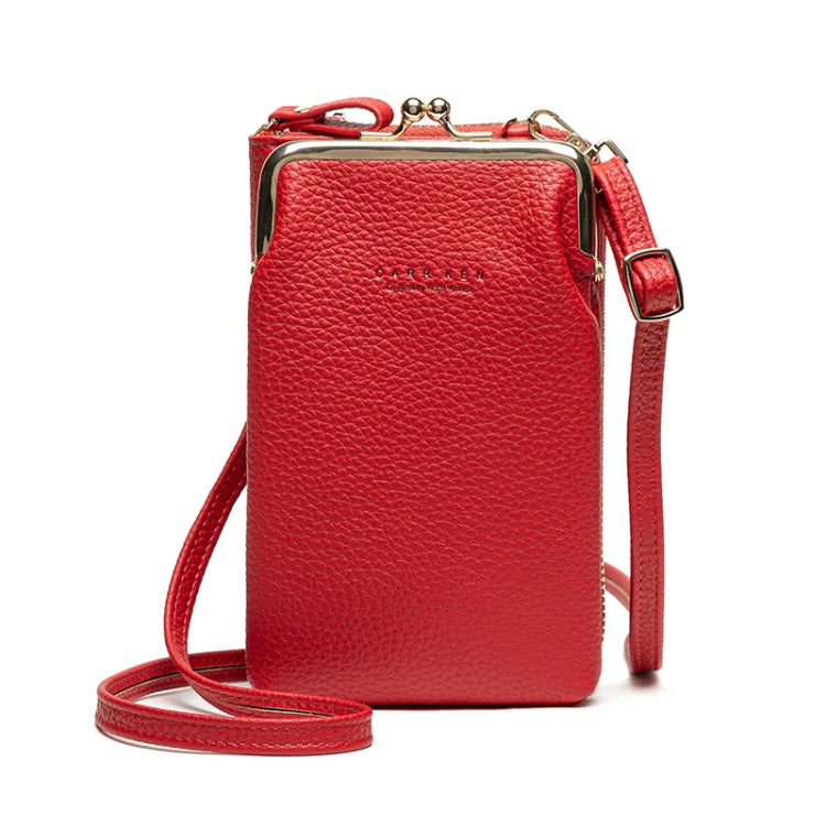 H2107 Ladies Mobile Phone Bag Shoulder Messenger Bag Pebbled Zipper Wallet, Yellow, Red, Green, Black, Pink, Light Blue, Shallow Purple, Gray