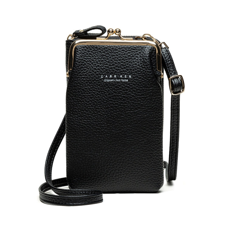H2107 Ladies Mobile Phone Bag Shoulder Messenger Bag Pebbled Zipper Wallet, Yellow, Red, Green, Black, Pink, Light Blue, Shallow Purple, Gray