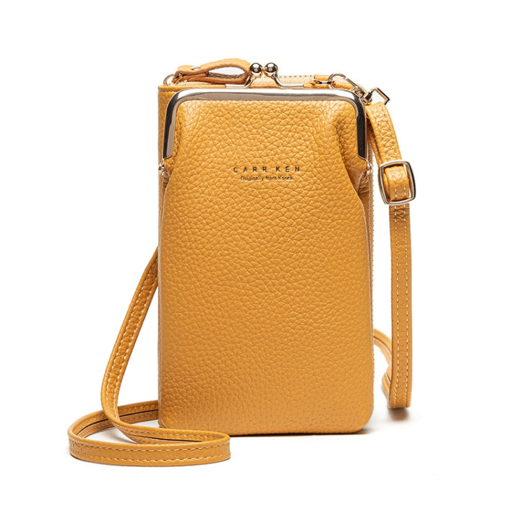H2107 Ladies Mobile Phone Bag Shoulder Messenger Bag Pebbled Zipper Wallet, Yellow, Red, Green, Black, Pink, Light Blue, Shallow Purple, Gray