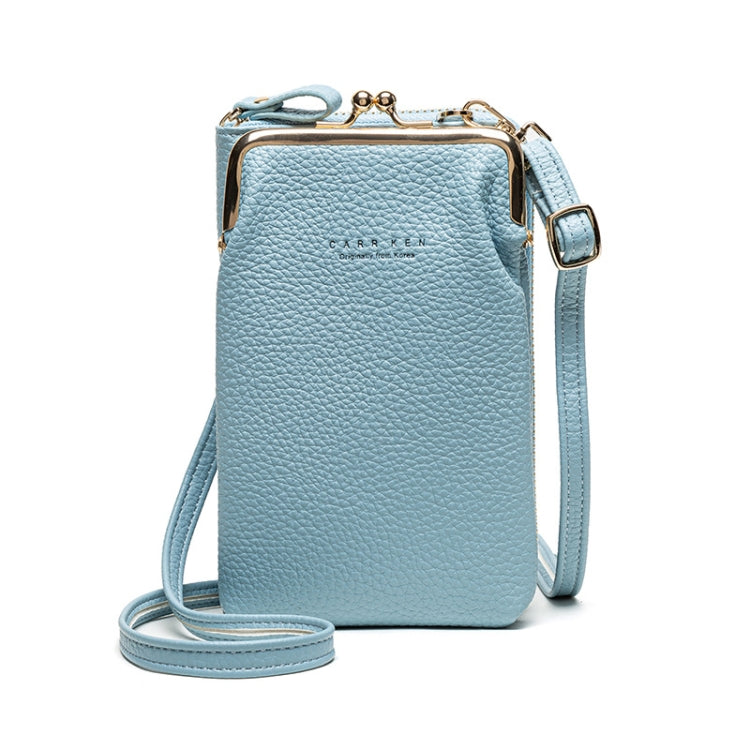 H2107 Ladies Mobile Phone Bag Shoulder Messenger Bag Pebbled Zipper Wallet, Yellow, Red, Green, Black, Pink, Light Blue, Shallow Purple, Gray