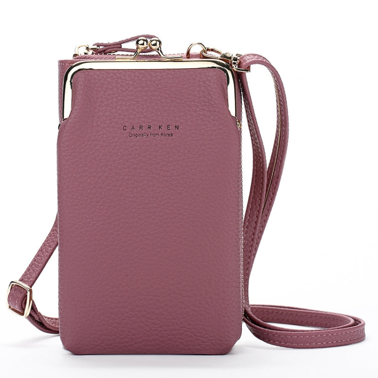 H2107 Ladies Mobile Phone Bag Shoulder Messenger Bag Pebbled Zipper Wallet, Yellow, Red, Green, Black, Pink, Light Blue, Shallow Purple, Gray