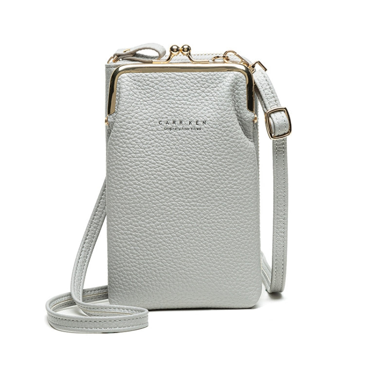 H2107 Ladies Mobile Phone Bag Shoulder Messenger Bag Pebbled Zipper Wallet, Yellow, Red, Green, Black, Pink, Light Blue, Shallow Purple, Gray