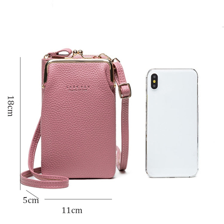H2107 Ladies Mobile Phone Bag Shoulder Messenger Bag Pebbled Zipper Wallet, Yellow, Red, Green, Black, Pink, Light Blue, Shallow Purple, Gray