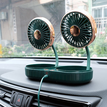 F303 Car USB Fan 12/24V Car Shake Head Fan, F303 (Gold), F303 (Silver)
