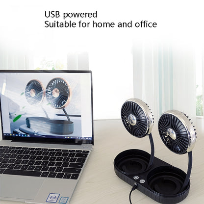 F303 Car USB Fan 12/24V Car Shake Head Fan, F303 (Gold), F303 (Silver)