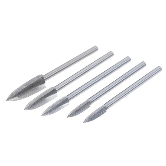 5 PCS / Set Woodworking White Steel Pointed Three-Blade Engraving Milling Cutter Electric Engraving Knife, Engraving Knife