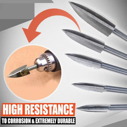 5 PCS / Set Woodworking White Steel Pointed Three-Blade Engraving Milling Cutter Electric Engraving Knife, Engraving Knife