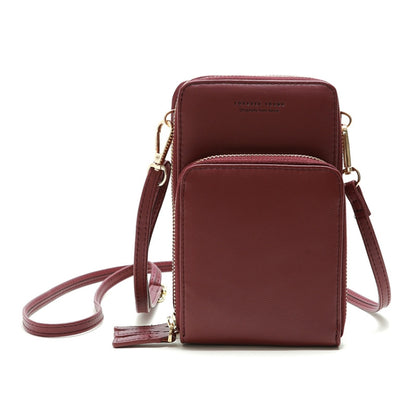 Ladies Mobile Phone Bag PU Vertical Large Capacity Mobile Phone Single-Shoulder Messenger Bag, PU(Black), PU(Pink), PU(Gray), PU(Orange), PU(Red), PU(Claret), PU(Purple), PU(Green), PU(Blue), PU(Dark Blue)