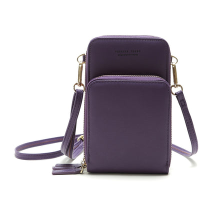 Ladies Mobile Phone Bag PU Vertical Large Capacity Mobile Phone Single-Shoulder Messenger Bag, PU(Black), PU(Pink), PU(Gray), PU(Orange), PU(Red), PU(Claret), PU(Purple), PU(Green), PU(Blue), PU(Dark Blue)