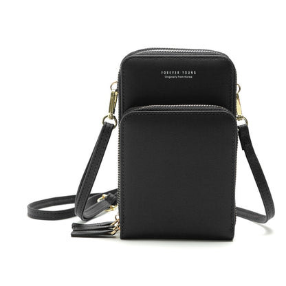 Ladies Mobile Phone Bag PU Vertical Large Capacity Mobile Phone Single-Shoulder Messenger Bag, PU(Black), PU(Pink), PU(Gray), PU(Orange), PU(Red), PU(Claret), PU(Purple), PU(Green), PU(Blue), PU(Dark Blue)