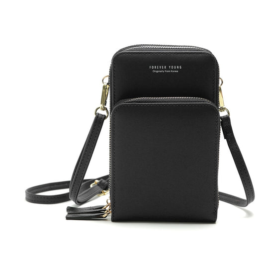 Ladies Mobile Phone Bag PU Vertical Large Capacity Mobile Phone Single-Shoulder Messenger Bag, PU(Black), PU(Pink), PU(Gray), PU(Orange), PU(Red), PU(Claret), PU(Purple), PU(Green), PU(Blue), PU(Dark Blue)