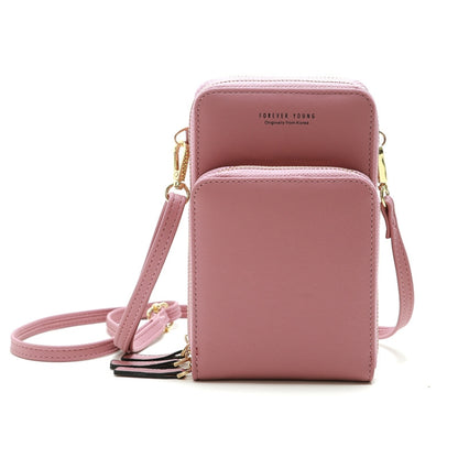 Ladies Mobile Phone Bag PU Vertical Large Capacity Mobile Phone Single-Shoulder Messenger Bag, PU(Black), PU(Pink), PU(Gray), PU(Orange), PU(Red), PU(Claret), PU(Purple), PU(Green), PU(Blue), PU(Dark Blue)
