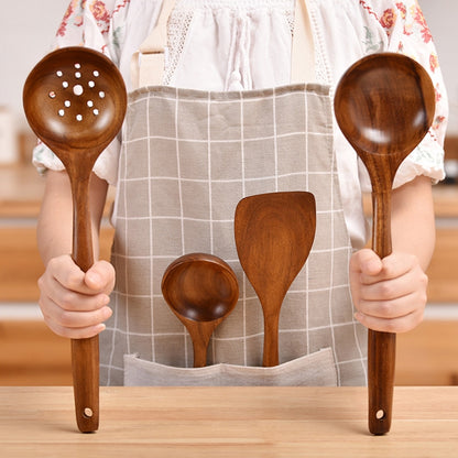 Non-Stick Pot Wood Shovel Teak Cooking Pot Shovel Tableware, Sweet Spoon, Saving Spoon, Bent Spoon, Mixing Spoon, Filter Spoon, Curved Shovel, Thickened Oblique Shovel, Curved Spatula, Small Spoon, Medium Spoon, Long Handle Filter Spoon