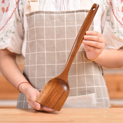 Non-Stick Pot Wood Shovel Teak Cooking Pot Shovel Tableware, Sweet Spoon, Saving Spoon, Bent Spoon, Mixing Spoon, Filter Spoon, Curved Shovel, Thickened Oblique Shovel, Curved Spatula, Small Spoon, Medium Spoon, Long Handle Filter Spoon