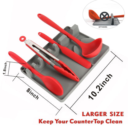 2 in 1 Kitchen Silicone Spoon Holder Shelf, Large (Gray), Medium (Gray), Medium (Black), Large (Red), Medium (Red), Large (Blue), Medium (Blue), Large (Orange), Medium (Orange), Large (Green), Medium (Green)