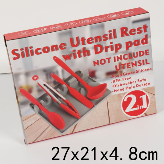 2 in 1 Kitchen Silicone Spoon Holder Shelf, Large (Gray), Medium (Gray), Medium (Black), Large (Red), Medium (Red), Large (Blue), Medium (Blue), Large (Orange), Medium (Orange), Large (Green), Medium (Green)