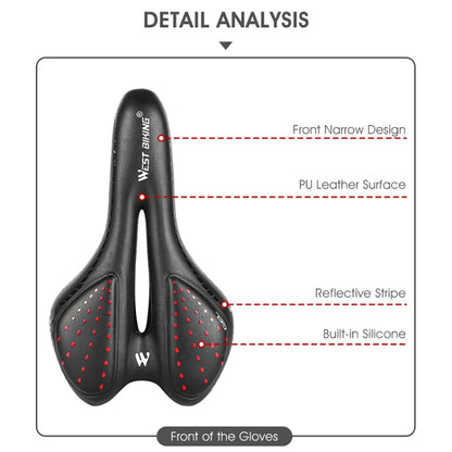 WEST BIKING YP0801086 Silicone Thickened Soft And Comfortable Bicycle Seat