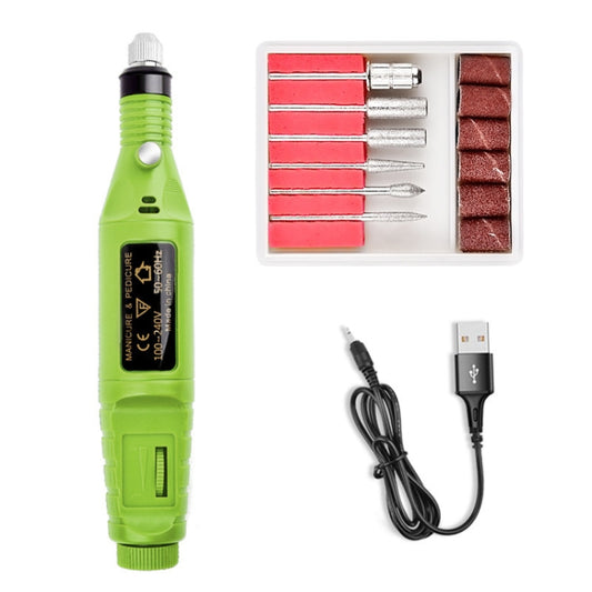 Mini Electrical Nail Grinding Machine USB Portable Electrical Grinder Set, USB Green