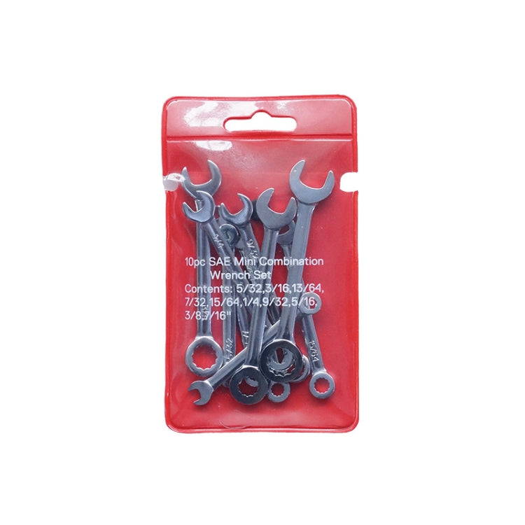 10 PCS / Set Mini Mirror Polished Opening Wrench Plum Two-Purpose Pocket Wrench, Style:, Metric, Imperial