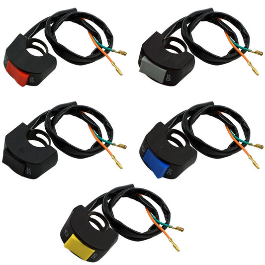 5 PCS Motorcycle Handlebar Tap Switch LED Headlight Break Extinguishing Fire Double Flash Switch, Black Button, Red Button, Blue Button, Yellow Btton, Grey Button