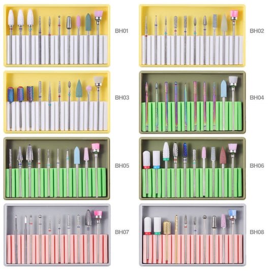 Nail Alloy Tungsten Steel Ceramic Grinding Machine Accessories Nail Grinding Heads Set Polishing Tool, BH-01, BH-02, BH-03, BH-04, BH-05, BH-06, BH-07, BH-08