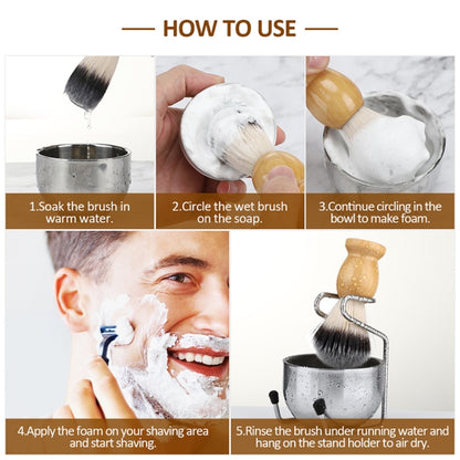 B3004 3 Pcs/Set Men Styling Tools Nylon Beard Brush Rack Foam Bowl