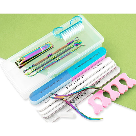 2 In 1 FABIYAN Color Titanium Nail Art Tool Set Dead Skin Shears Steel Push Nail File Pliers, 13 In 1, 14 In 1, 4 In 1, 2 In 1