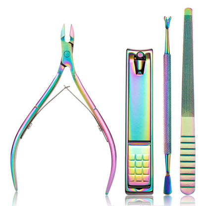2 In 1 FABIYAN Color Titanium Nail Art Tool Set Dead Skin Shears Steel Push Nail File Pliers, 13 In 1, 14 In 1, 4 In 1, 2 In 1