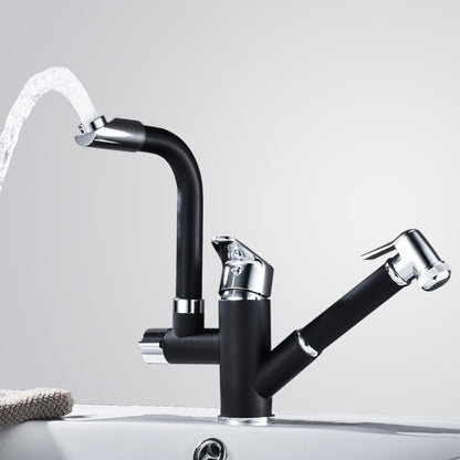 Kitchen Pull-Out Double Faucet Water Table Hot And Cold Water Faucet, Wheel Bending Pull, Round Spray Pull, Cube Spray Pull