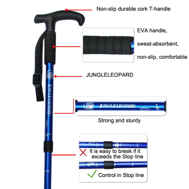 JUNGLELEOPARD Four-Section Curved Handle Aluminum Alloy Trekking Pole
