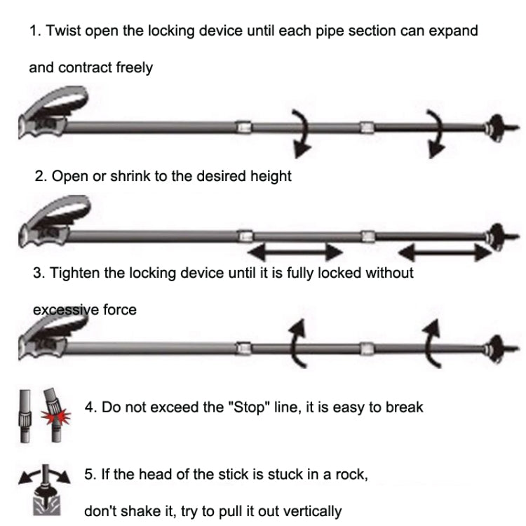 JUNGLELEOPARD Four-Section Curved Handle Aluminum Alloy Trekking Pole