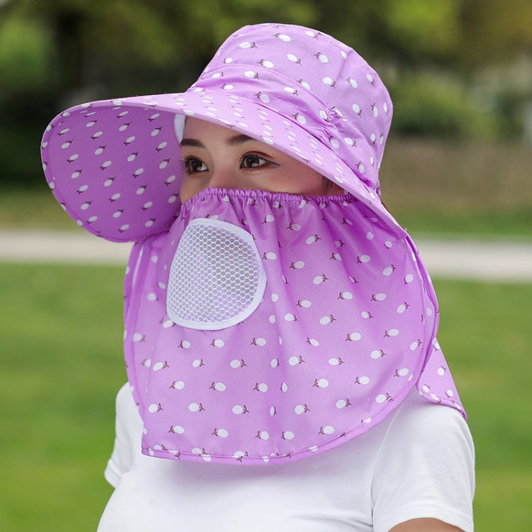 2 PCS Cherry Printing Isolation Cap Sunscreen Face-Covering Outdoor Travel Hat Cap, Half Cherry (Purple), Full Cherry (Blue), Full Cherry (Purple), Full Cherry (Apricot Pink), Full Cherry (Lotus Pink), Full Cherry (Rose Red), Full Cherry (Orange Pink)�...