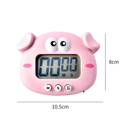 Kitchen Baking Cartoon Animal Electronic Timer Alarm Clock Student Learning Timer, Pink Pig, Yellow Chicken, Green Frog, Pink Frog