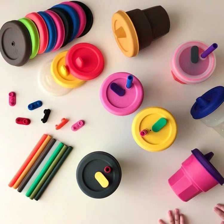 Children Silicone Straw Cups Drop And High Temperature Resistant Water Cups, Red Cup + Green Cover(300ml), Red Cup + Green Cover(400ml), Yellow Cup + Red Cover(300ml), Yellow Cup + Red Cover(400ml), Green Cup + Yellow Cover(300ml)����������������������...